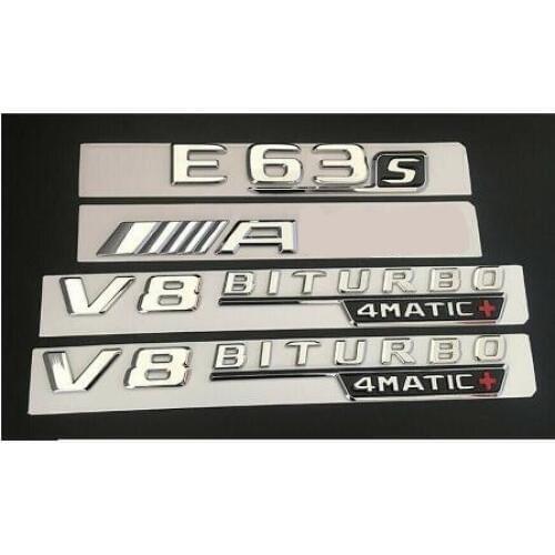 Chrome Letters Emblems Badges for Mercedes W213 E63s FOR AMG V8 BITURBO 4MATIC