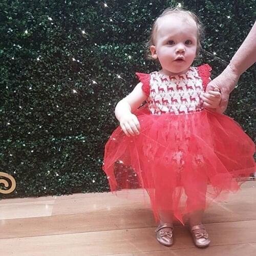 0-24M Cute Newborn Baby Girl Short Sleeve Lace Collar Bodysuit Jumpsuit Outfits Tutu Tulle Skirt Warm Clothes Christmas Costume