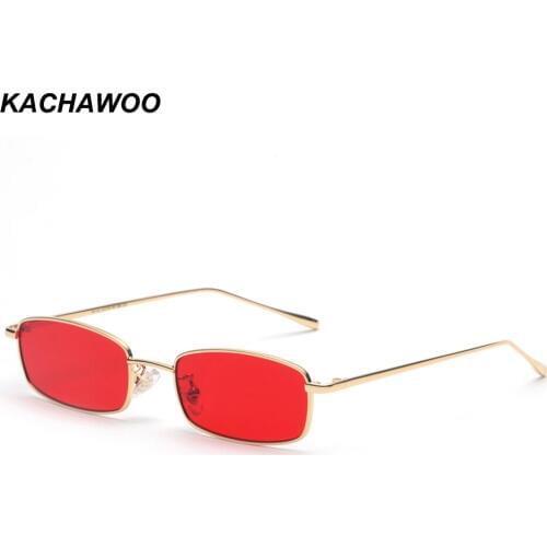 Kachawoo wholesale 6pcs small rectangular sunglasses men retro metal frame gold men fashion sun glasses for women unisex summer