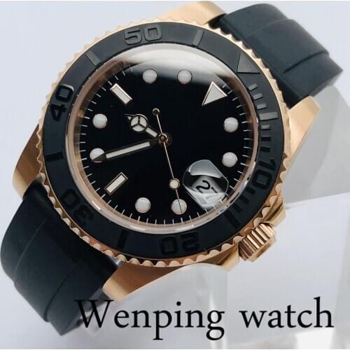 Bliger 40mm Mens Classic Top Luxury Mechanical Watch Rose Gold Case Sapphire Glass MIYOTA 8215 Movement Mens Automatic Watch