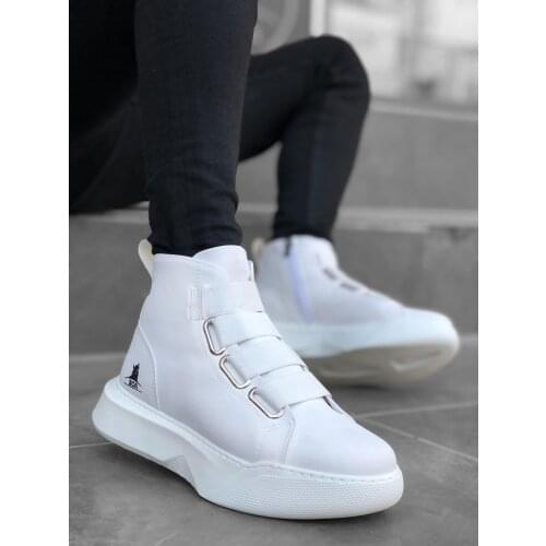 BA0142 Band Men High Base White Sports Boots