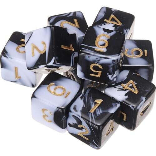 10pcs/set Acrylic D6 Drink Digital Dice Set 6 Sided Polyhedral Dice Universal for Table Games Playing