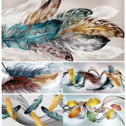 5d DIY Diamond Embroidery Kit Full Square Diamond Painting Feather Mosaic Cross Stitch Flower Leaves Beaded Art Pictures Decor