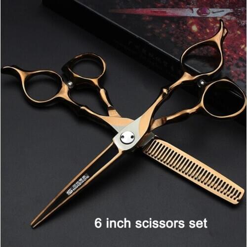 Hairdressing Scissors Set Hair Salon Special Thinning Scissors Hole Tooth Scissors Professional Flat Cut 6 Inch Haircut Scissors