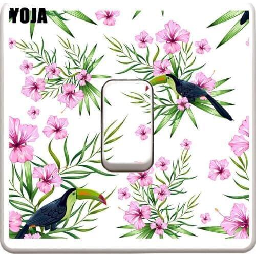 YOJA Mysterious Colored Flowers Birds Parrot Decor Wall Switch Sticker Living Room Bedroom Personalized Decals 10SS0370