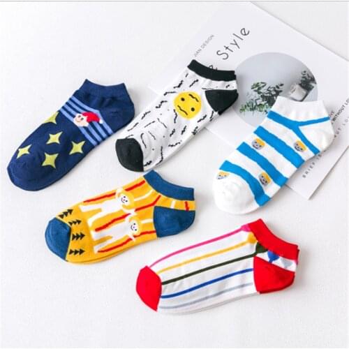Creative and Interesting Cute Kawaii Womens Socks Shallow Mouth Ins Brand Japanese Cartoon Socks Korean Thin Cotton Socks