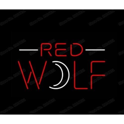 RED WOLF Beer Neon Sign Handmade Real Glass Tube Bar KTV Club Party Store Motel Company Decoration Display Neon Signs 17"X10"