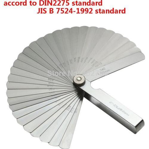 Stainless steel DIN standard 32 Blades Feeler Gauge Metric 0.02-1.00mm Gap Filler Tune Up JIS standard Thickness Set Gage