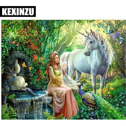 New Diy Diamond Painting Cross Stitch 5D Diamond Mosaic Set Full Diamond Embroidery The princess and the white horse
