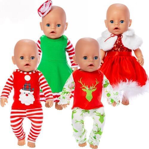 Christmas Suit Doll ClothesFit 17inch 43cm Doll Clothes Born Baby Suit For Baby Birthday Festival Gift