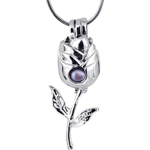 Rose Bud Cage Pendant Can Hold A 6-8 MM Pearl Gem Bead Flower Locket Pendant Mounting for DIY Fashion Jewelry Charm Accessory