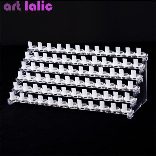 Nail Art Practice Display Stand Ladder Shape 6 Layer 72 Slot Nail Rack Nail Gel Polish Color Card Chart Tool