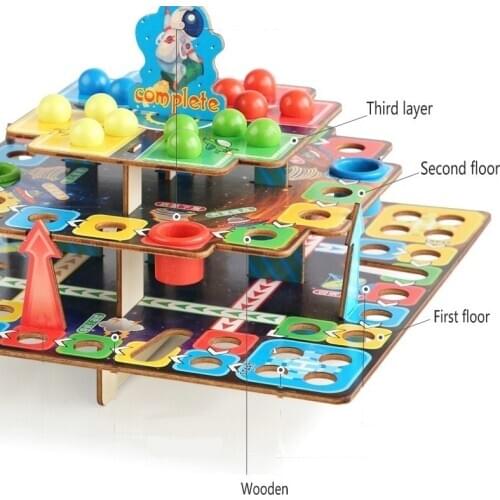 Super Battle Ludo Kids' Floor Strategy Games Dimensional Flying Chess Intellectual Problem Solving Clearance Toys Wooden Puzzles