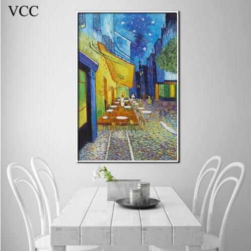 VCC Wall Art Van gogh Open-Air Cafes Replica Poster Canvas Painting,Wall Pictures For Living Room Cuadros Decoration,Home Decor