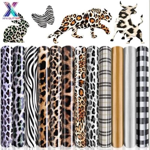 XINFANGXIU Htv Cricut Vinyl 12 Sheets Leopard Heat Transfer Vinyl HTV Rolls12" X 10"Iron-on Vinyl Heat Transfer Vinyl for TShirt