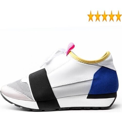 Women Height Increase Sneakers Wedge Fashion Platform Patchwork Genuine Leather Spring Autumn Woman Casual Unisex Shoes