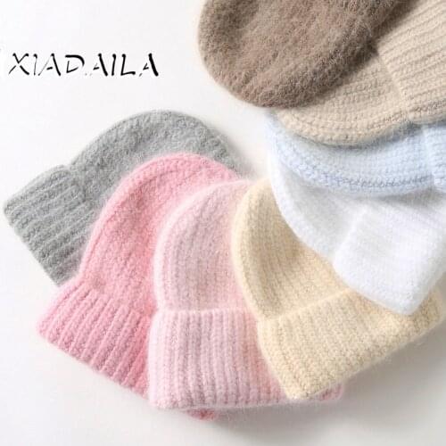 NEW Selling Winter Hat Real Rabbit Fur Winter Hats For Women Fashion Warm Beanie Angola Hats Women Solid Adult Cover Head Cap