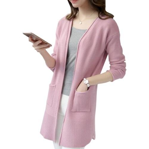 Women Cardigans 2021 New Autumn Cashmere Long Cardigan Sweaters Female Casual Solid Knitted Tops Slim Jumper Knitwear Mujer