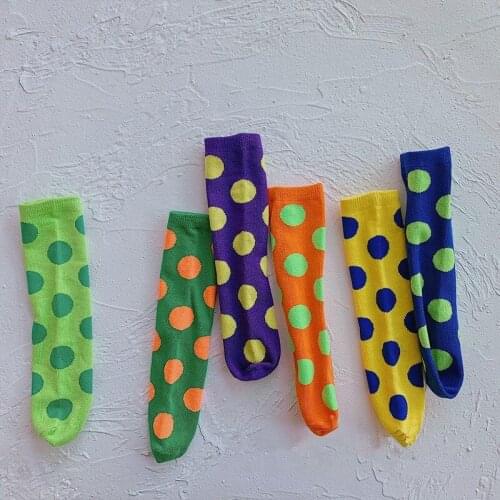 1 Pairs Baby Knee Socks Dot Flower Straight Plate Heelless Children Socks One Size for Baby Boys Girls 2-12 Years Random Color