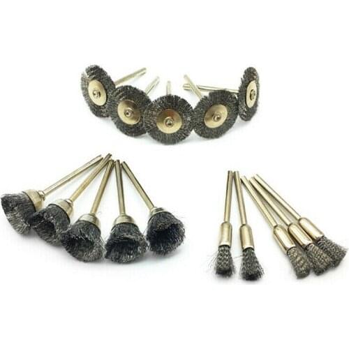 15Pcs/Set Polishing Wire Brush Pencil Cup Brush Rotary Tool For Drill Rust Weld