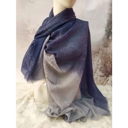 2018 Fashion Gradient Leaf Print Scarves And Shawl Women Floral Big Leaves Fringe Scarf Wrap Hijab Muffler 4 Color Free Shipping