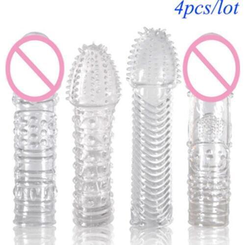 4pcs/ lot Extension Cock Rings Penis Enlargement Reusable Condom Cock Ring Penis Sleeves Penis Adult Sex Toys for Men член