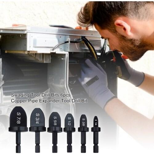 6pcs /set Hexagonal Handle Air Conditioner Copper Tube Rotary Forging Tool Round Handle Expander Drill Bit Repair Kit