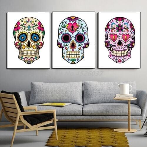 Sugar Skull Abstract Canvas Poster Minimalist Art Painting All Picture Print Living Room Bedroom Decoration