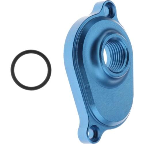 Aluminum Oil Cooler Back Flush Adapter for Ford F-250 Super Duty 6.0L 03-07 Engine 2003-2007 + 2 Gaskets 1/2" NPT Blue