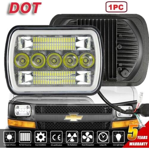 H4 9003 Car LED Headlight For 1986-1995 Jeep Wrangler YJ 1984-2001 Cherokee XJ 5X7" 7x6" LED Headlight Halo Projector 45W