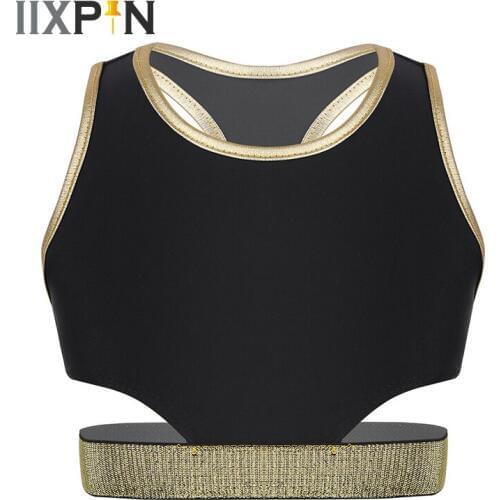 Ballet Leotard for Girls Kids dance tanks Sleeveless Racer Back Stretchy Tanks Bra Tops Crop Top Ballet Dance Stage Performance