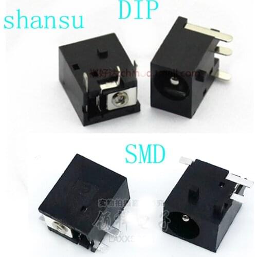 Free shipping 10pcs DC-044 DC Power Jack Socket Connector DC044 5.5*2.1mm DC-044B 3 pin SMD Straight pins DIP 5.5x2.1mm