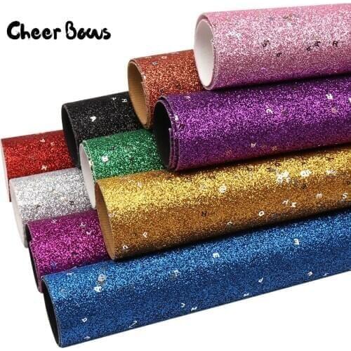 22*30CM 1mm Glitter Leather Sheets Synthetic Leather With Alphabet Sequin For DIY Hair Bow Craft Supplies Home Decor Materials