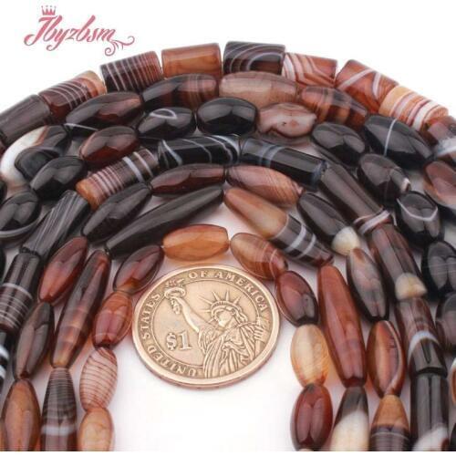 Natural Botswana Agates Olivary Columnn Rice Natural Stone Beads For DIY Women Bracelet Necklace Earring Jewelry Making 15"