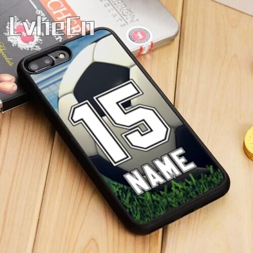 LvheCn Personalized Number and Name Soccer Ball Phone Case For For iPhone 5 6 7 8 plus 11 12 Pro XR XS max Galaxy S7 edge S8