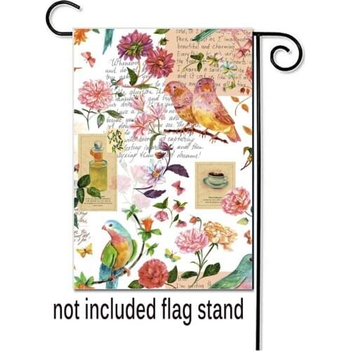 Hello Spring Garden Flag Decorative Outdoor And Indoor Flags 100% Polyester Birds And Flowers Design Printing Yard Banner