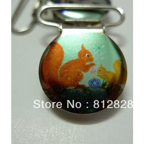 25pcs 1'' 25mm Enamel Merry Christmas Squirrel Circle Suspender Clips
