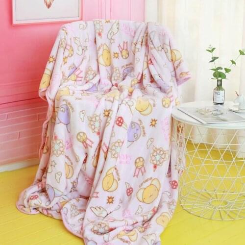 Kawaii Card Captor Sakura Flannel Blanket Pillowcase Anime Plush Toys Soft Stuffed Animal Houseware Girl Like Gift