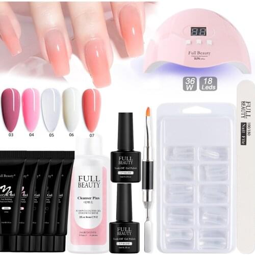 Gel Nail Polish Nail Tools Sets Kit Nail Gel UV Poly Builder Gel 15ml Acrylic Extension Gel Nail Lamp Base Top Coat Sets SA1863
