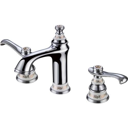 Chrome clour 8 inch widespread bathroom Lavatory Sink faucet Mixer tap Classic style deck mounted with crystal luxury