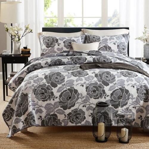 Gray Quality Bedspread Quilt Set 3PCS Coverlet Washed Cotton Quilts Quilted Bed Cover Sheets Pillowcase King Queen Size Bedding