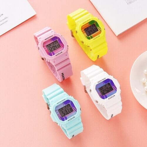 Fashion LED Watches Rubber Strap Boys Girl Students Digital Sports Electronic Quartz Wristwatches Jewelry Gift