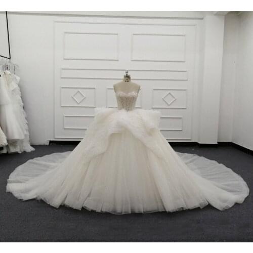 Molanda Hung Luxury Beaded Ball Gown Wedding Dress 2021 Sweetheart Lace up Sequins Bridal Customized Vestido de Noiva W-47