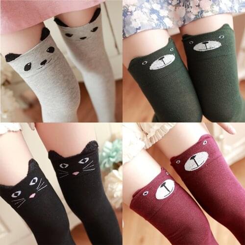 Cartoon Kawaii Japanese Cotton Stocking Bear Animal Cute Girls Cotton Over The Knee Socks Anime Kitty Bear Women Long Socks