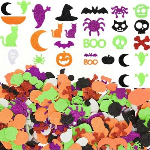1bag/Lot glitter Halloween pumpkin spider foam stickers Halloween crafts activity items Kindergarten diy toys Trick or treat OEM