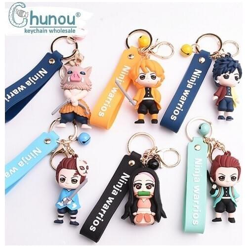 2020 New Anime Demon Slayer Keychains Brinco Blade Of Ghost Key Chain ring Choker Kamado Tanjirou Same Jewelry Fans brelok Gift