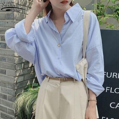 New Vintage Oversize Spring Femme Shirt Casual White Tops Girls Blouse Women Cotton Plus Size Blouses Long Sleeve Femme 13137