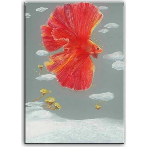 Original oil painting Dancing goldfish painter original paintings decoration painting Custom-made oil painting 16110707