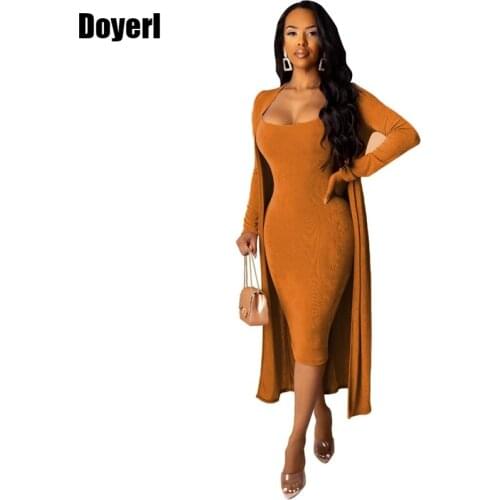 Autumn Winter Velvet Two Piece Set Women Set Suit 2020 Warm Long Cardigan Top Bodycon Dress Party Sexy Club 2 Piece Outfits Set