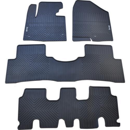 Rubber Car Floor Mats for Hyundai IX45 SANTA FE Waterproof Non Slip No Odor Green Latex Carpets Seven Seats